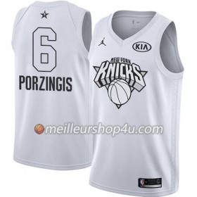 Maillot Basket Homme New York Knicks Kristaps Porzingis 6 2018 All Star Jordan Brand Blanc Swingman